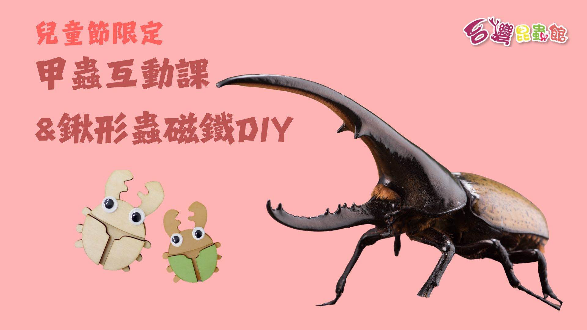 4/4(六)15:00-16:00『甲蟲王者』近距離互動課&鍬形蟲磁鐵DIY